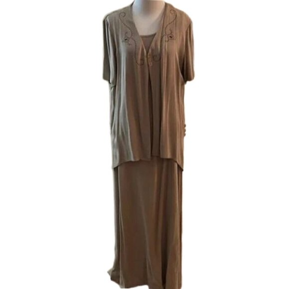 K Studio Tan Maxi Dress and Blouse Set - Size 8 - Picture 1 of 4